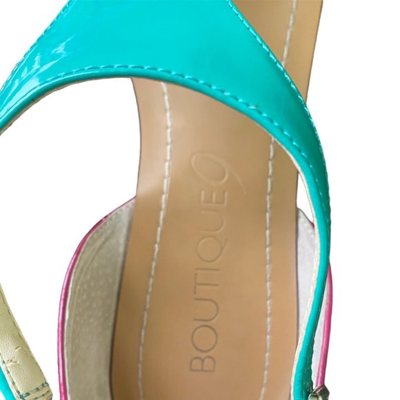 Boutique 9 T-Strap Flat Thong Sandals Teal/Blue/Pink Summer Spring Beach | Sz 9M - Picture 3 of 11